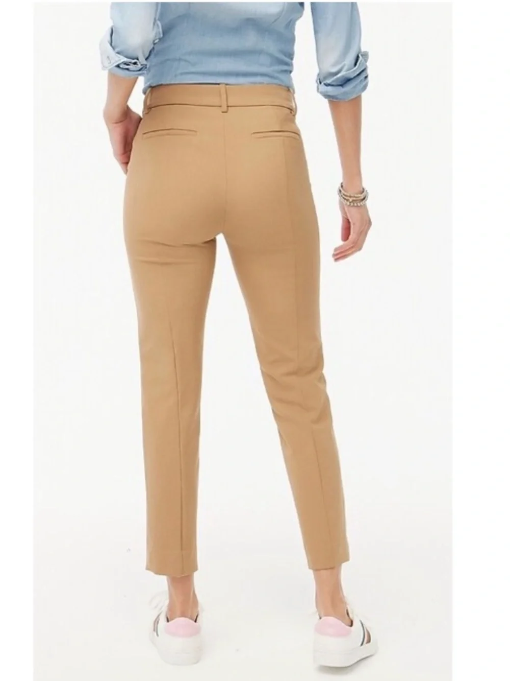 J. Crew Ruby Stretch Twill Mid-Rise Straight Trouser Crop Pant Tan 6P